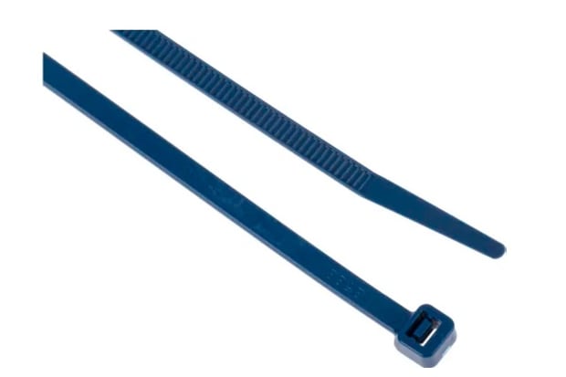 RS PRO Cable Ties, , 100mm x 2.5mm, Blue PA66MP, Pk-100