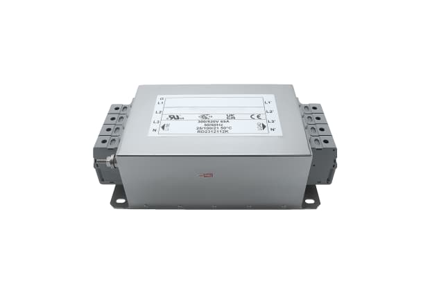 RS PRO 65A 300/520 V交流 50 → 60Hz,机箱安装电源线滤波器,3相接线端子